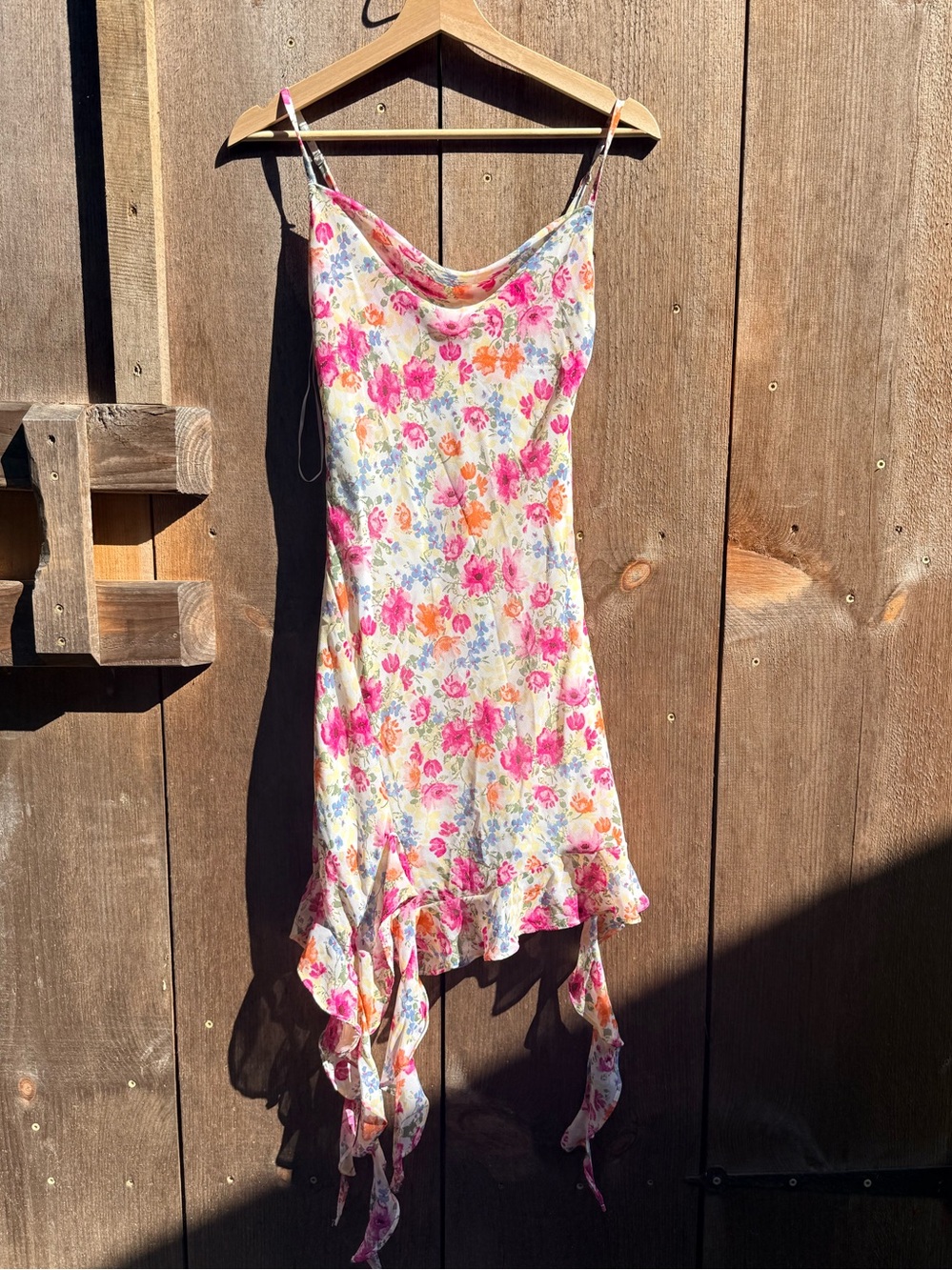 Jessica Simpson Floral Midi Slip Dress in Pink and Cream